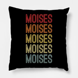 Moises Name Vintage Retro Pattern Pillow