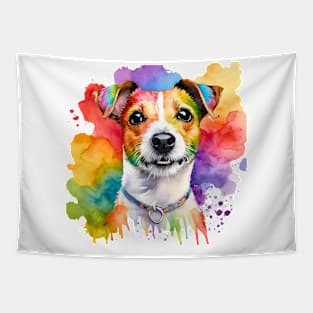 Jack Russell Terrier Watercolor Portrait Tapestry