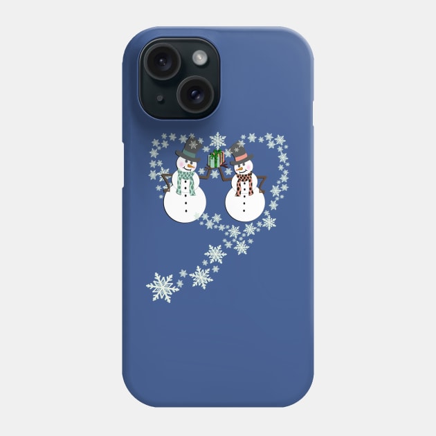 Cute Snowman Couple Wintertime Phone Case by tamdevo1