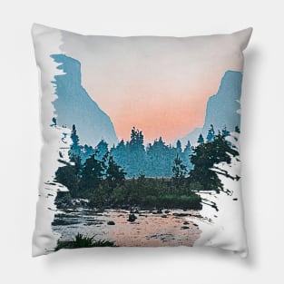 Beautiful Mountain Lake Landscape Pillow