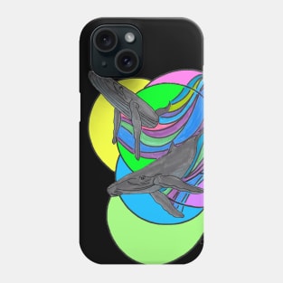 Whale Duo swimming through Circles Phone Case