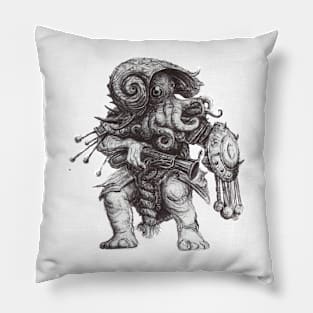 Octopus Warrior Chtulhu Inspiration Illustration Pillow