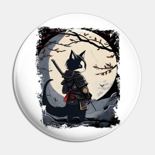 Japanese Cat Samurai Katana Catana - Love Cats Pin