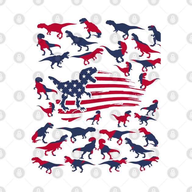 4th Of July Dinosaur Amerisaurus T Rex USA American Flag by Studio Hues