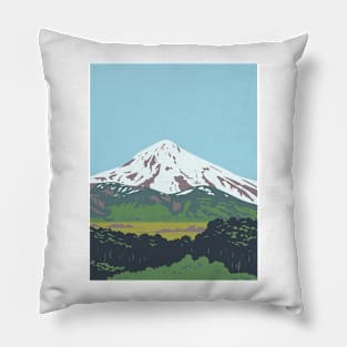 Volcan Lanin or Lanin Volcano between Argentina and Chile WPA Art Deco Poster Pillow