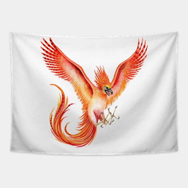 Red flying Phoenix Tapestry by Simple Wishes Art