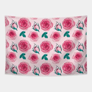 Beautiful and Colorful Pink Roses Pattern Tapestry