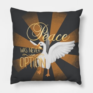 “Peace Was Never An Option” Untitled Goose Game Hand Drawn Illustration Pillow