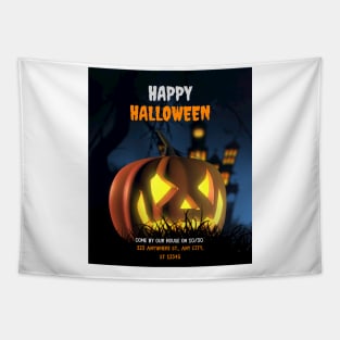 halloween scary evil pumpkin funny pumpkin head Tapestry