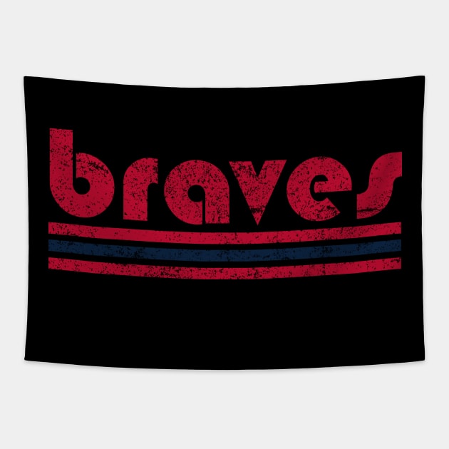 Vintage Braves Retro Three Stripes Weathered Tapestry by Hong Lien 