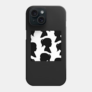 Girl Silhouette - Black on White Background Phone Case