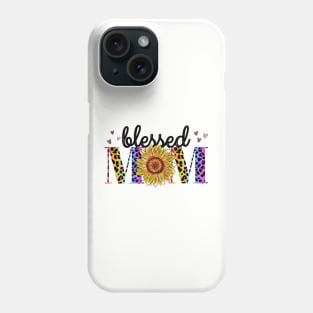 Blessed mom leopard multi color  flower Phone Case