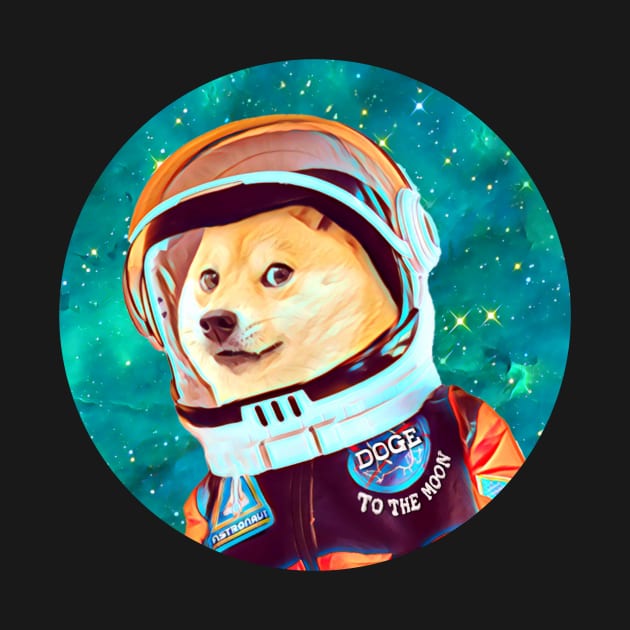 To the Moon Doge Astronaut: Crypto Dogecoin Shiba Inu Meme by Mochi Merch