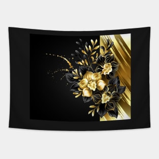 Design with Foil and Black Orchids Tapestry