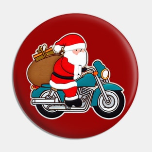 Santa Claus is driving a motorcycle. Pin