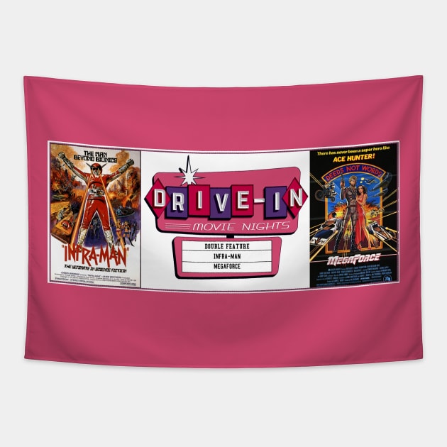 Drive-In Double Feature - MegaForce & Infra-man Tapestry by Starbase79