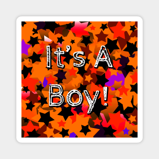 It's A Boy! Stars Orange Magnet