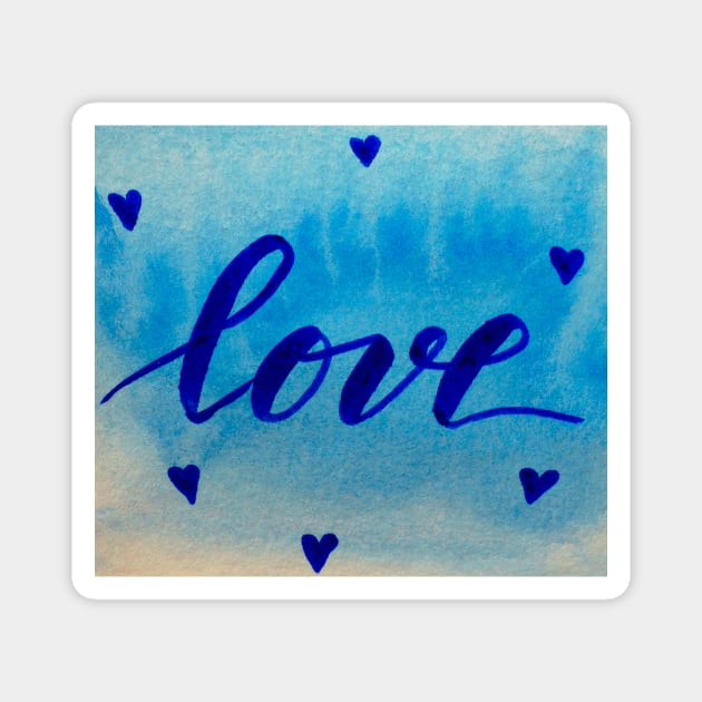 Valentine's Day Watercolor Love – blue Magnet by wackapacka