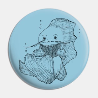 Reading Fish -- bookworm, wholesome, teachers gift Pin