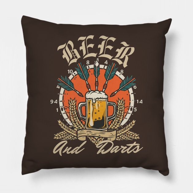 Darts & Beer Pillow by LionKingShirts