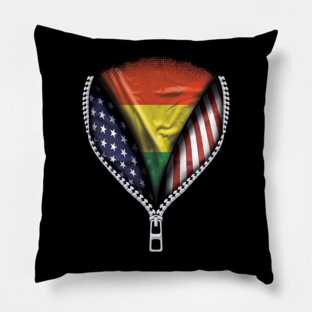 Bolivian Flag  Bolivia Flag American Flag Zip Down - Gift for Bolivian From Bolivia Pillow by Country Flags
