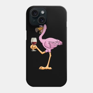 Beautiful flamingo is drinking a glass of wine Phone Case