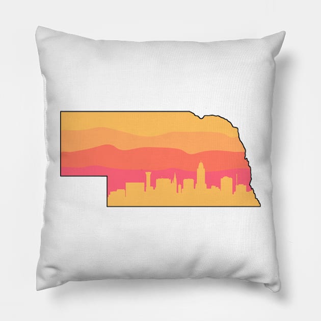 Nebraska Lincoln Skyline Sunset Pillow by sydneyurban