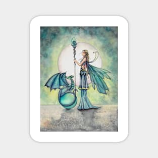 Aquamarine Dragon Fairy Dragon Art by Molly Harrison Magnet