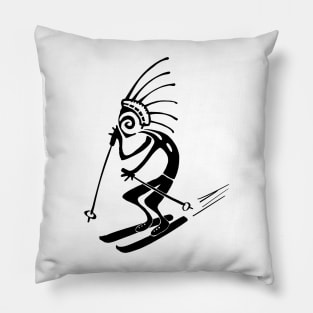 Kokopelli skier black Pillow