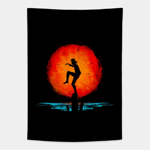 Karate Kid Minimal Tribute Painting Tapestry by barrettbiggers