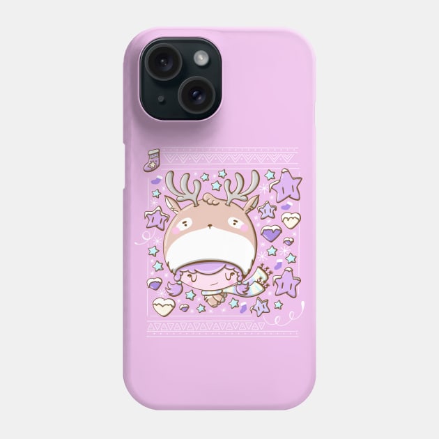 Cute festive deer bubble head cutie Phone Case by studiomogwai