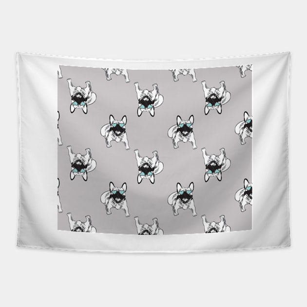 Soft grey Frenchies Tapestry by RoseAesthetic