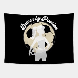 Driven by Passion - Girl Soccer Player Silhouette Tapestry