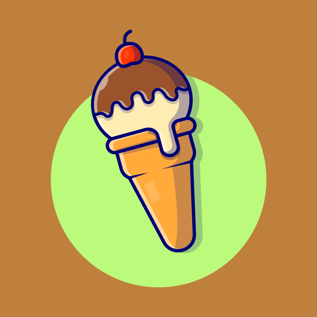 Ice Cream Cone Cartoon Vector Icon Illustration by Catalyst Labs