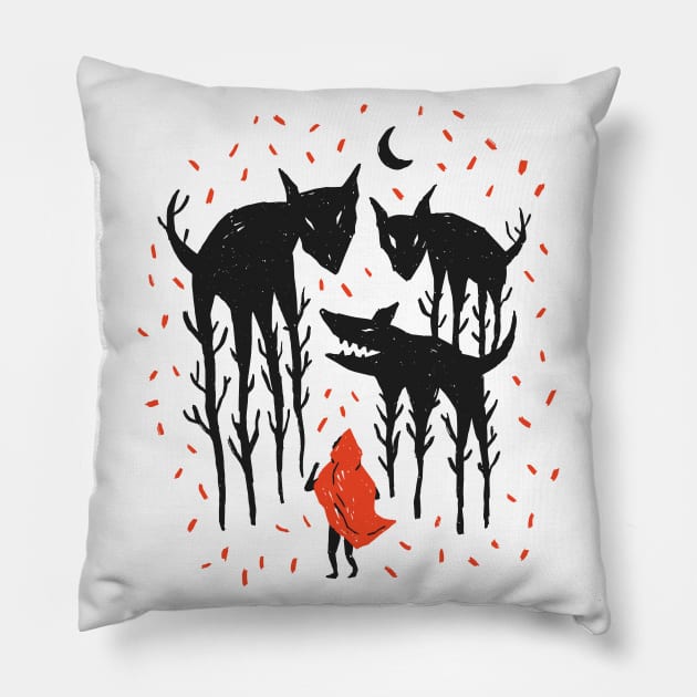 RED RIDING HOOD ILLUSTRATION Pillow by madeinchorley