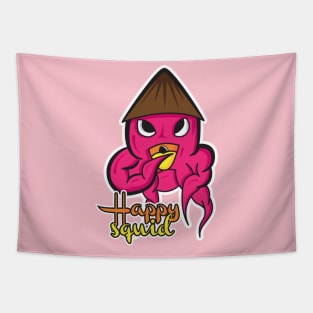 happy squid cartoon Tapestry