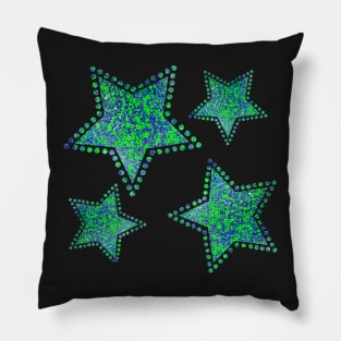 Blue and Green Splatter Stars Pillow