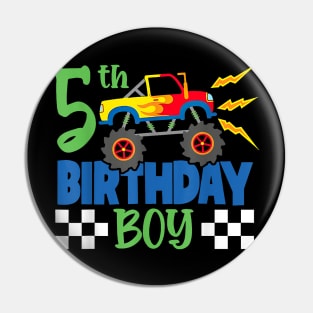 5 Year Old 5th Birthday Boy Monster Truck Car Pin