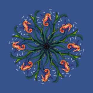 Seahorse Mandala with Little Fish T-Shirt