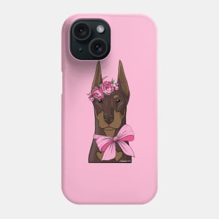 Red Doberman flower girl Phone Case