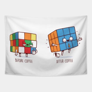 Before and After Coffee (Rubik cube) Tapestry