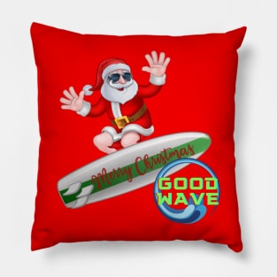 Santa on Good Waves Pillow