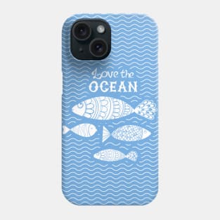 Navy lettering: love the ocean Phone Case