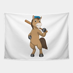 Horse at Baseball with Baseball bat Tapestry