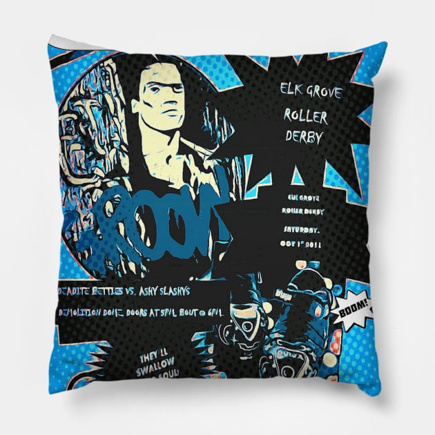 Elk Grove Roller Derby Poster Pillow by KazArtDesigns