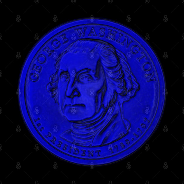 USA George Washington Coin in Blue by The Black Panther