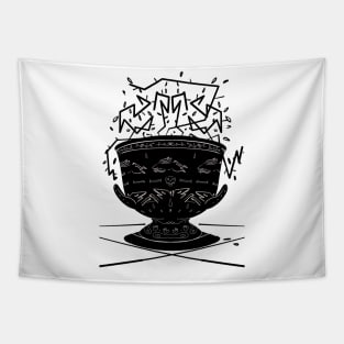 Black and white menacing ancient vase Tapestry