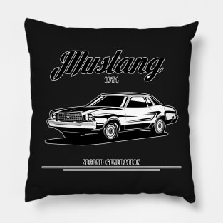 Ford Mustang second generation 1974 vintage cobra pony GT  illustration graphics Pillow