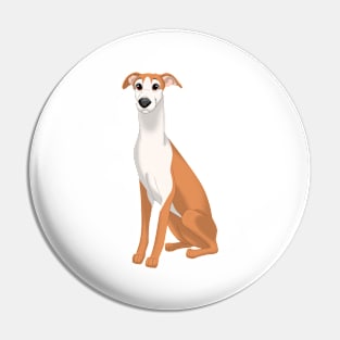 Red & White Whippet Dog Pin