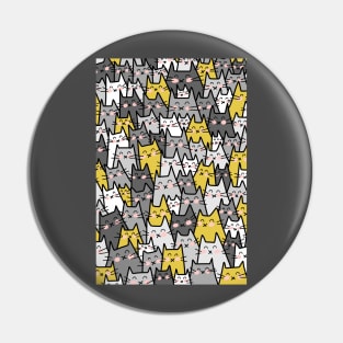 Cat Party - Gray and Mustard Yellow Pin